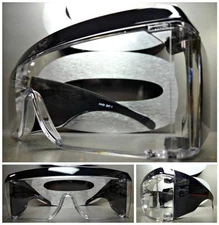 OVERSIZED HUGE SHIELD Style Clear Lens PARTY CLUB Raver SUN GLASSES Black Frame