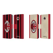 OFFICIAL AC MILAN 2021/22 CREST KIT LEATHER BOOK WALLET CASE FOR MOTOROLA PHONES