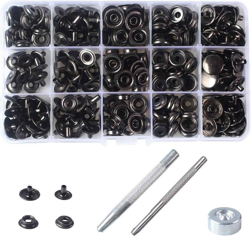 70 Sets 15mm 5/8 Heavy Duty Snap Fasteners Kit Metal Snaps for Leather Craft - Image 4 of 4