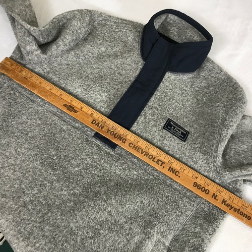 Vintage Abercrombie Fitch 1/2 Zip Mens Y2K Pullover Fleece Gray Snap size Small - Picture 10 of 11