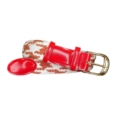 90s braided belt red Braided Red Leather Belt Vintage 90s Preppy Belt Woven  main image 3