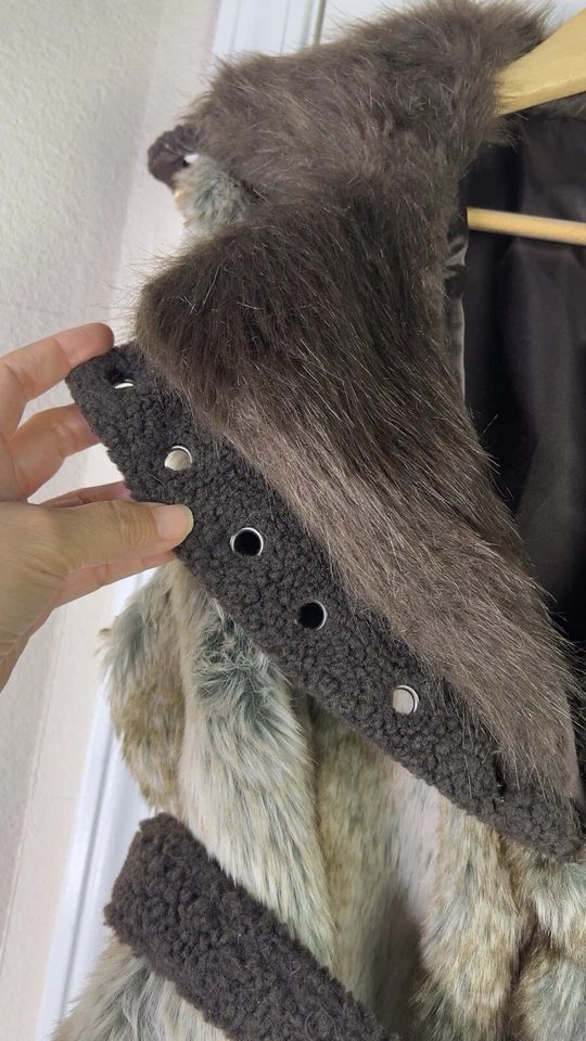 Cripple Creek Women's Faux Fur Vest Belted XL Brown Steampunk Western Glam Mobwi - Image 2 of 4