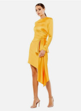 Mac Duggal Satin Asymmetric Draped Mini Dress  Sz 6  $278  *1528