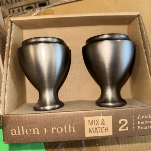 allen + roth 2 Finials Brushed Pewter New in Box - Picture 1 of 2