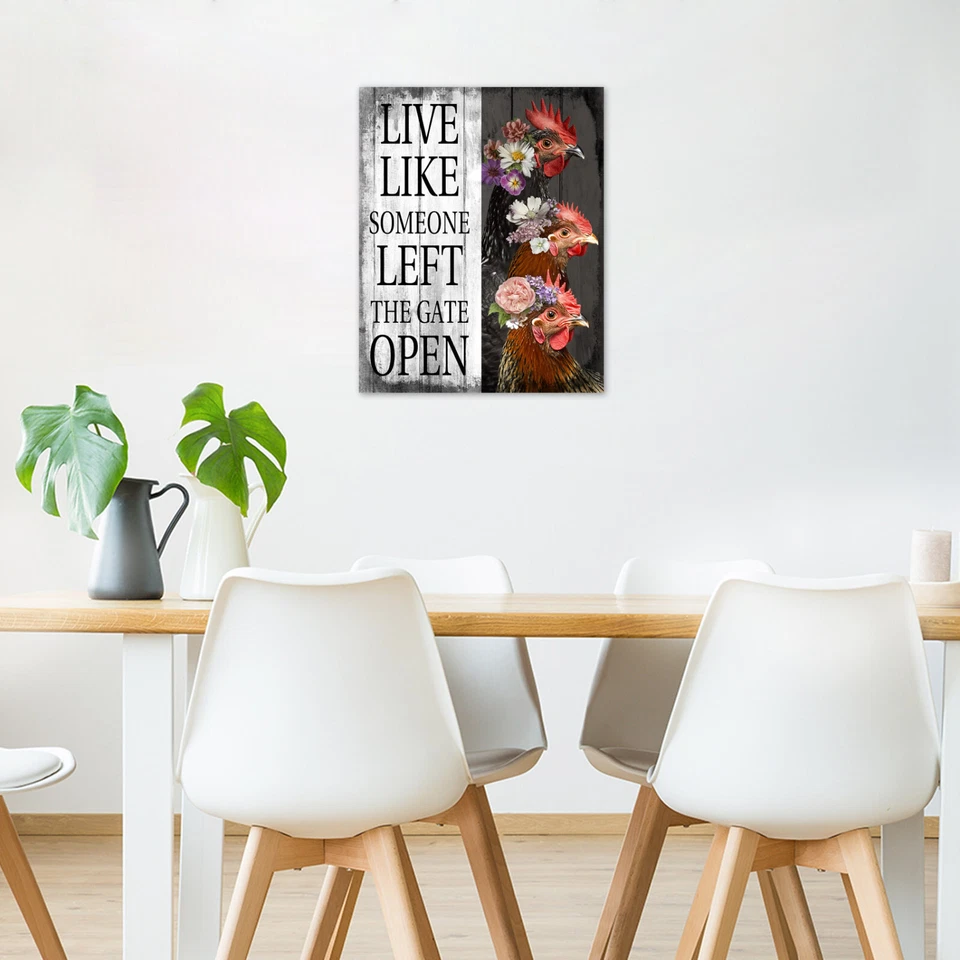 Arte de pared abstracto inspirador de gallo de granja para baño sala de estar Foto 4 de 4