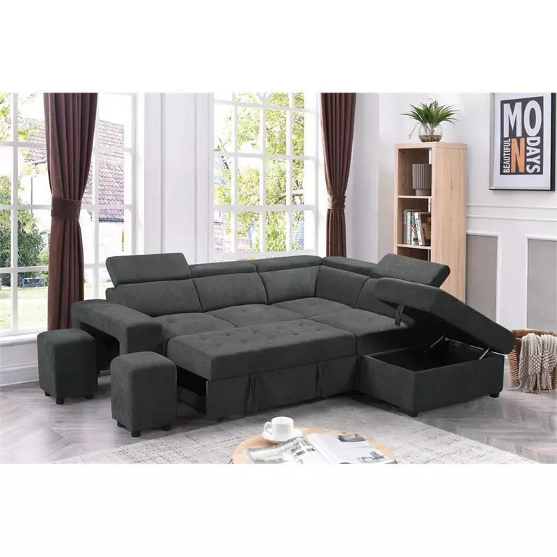 Sleeper sectional deals with storage ottoman
