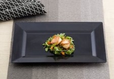 20 x Black Plastic Party Rectangular Plates Platters - 19cm x 14cm