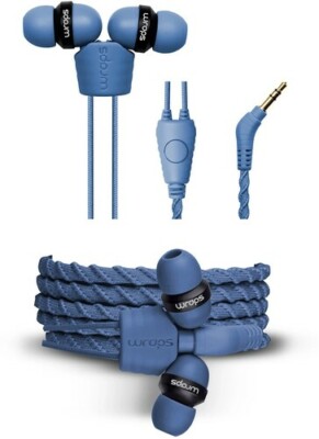 WRAPS Talk Wristband Bracelet In-Ear Headphones (with Mic) - Denim