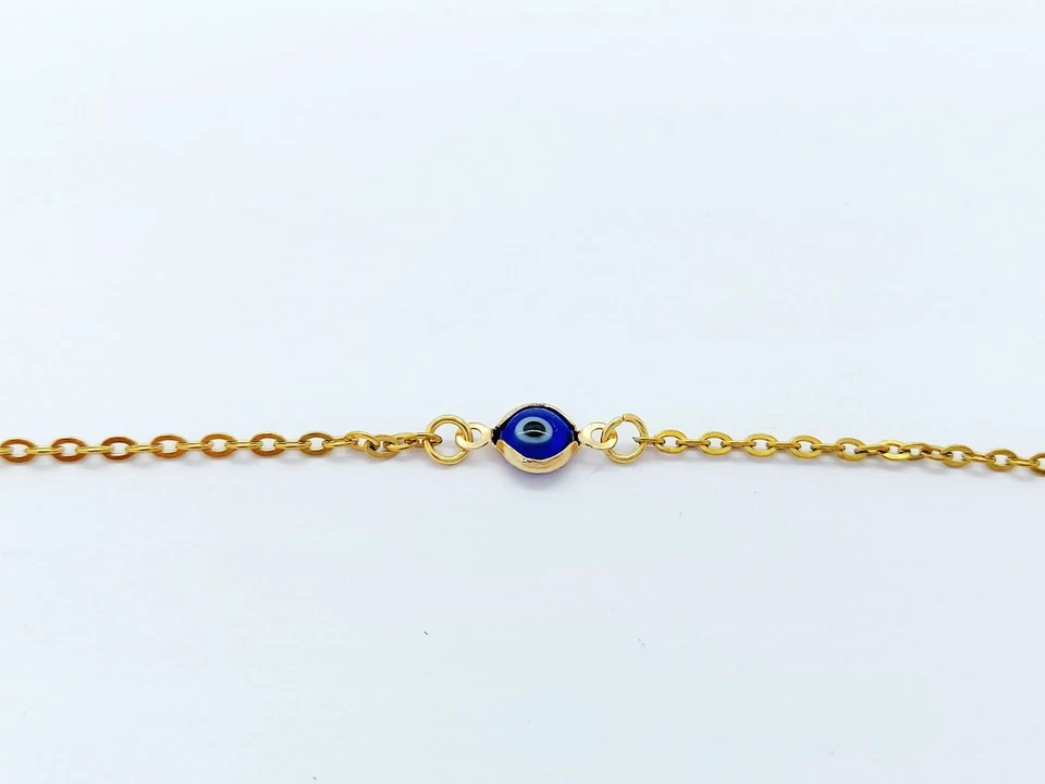 Damen 18K Vergoldet Türkische Griechische Böse Blau Auge Armband Edelstahl - Bild 3 von 4