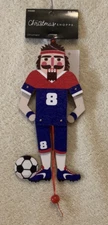 2024 Christmas Shoppe SOCCER PLAYER NUTCRACKER Pull Toy Wood Ornament 8" - NWT
