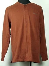 Columbia Sportswear Brick Red Long Sleeve 100% Cotton Henley Shirt L