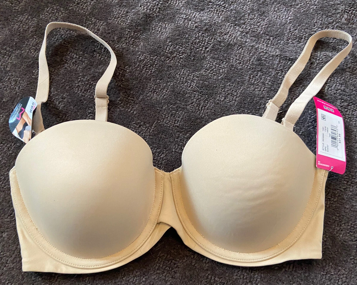 Maidenform Ultimate Stay Put Strapless Bra Size 34D Nude Power Band NEW NWT