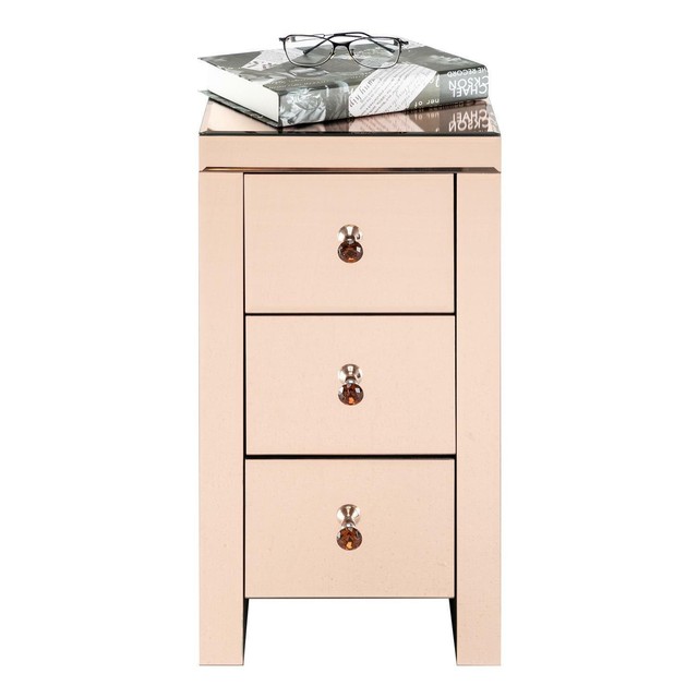 Mirrored Nightstand 3 Drawer Modern Mirror End Table Storage Accent Cabinet For Sale Online