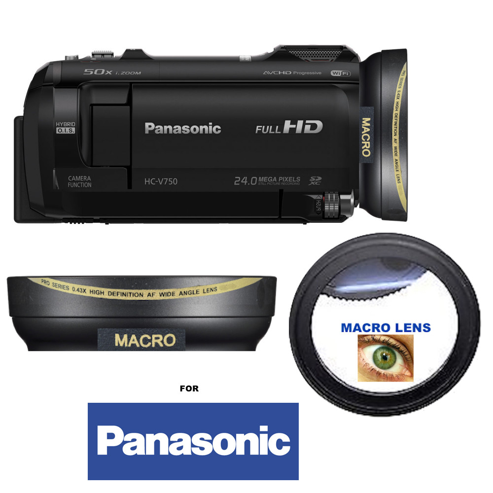 32k HD WIDE ANGLE LENS + MACRO LENS FOR Panasonic HC-V750 Full HD Camcorder