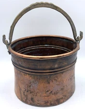 Copper Pot Cauldron Riveted Brass Handle Rivets Rustic Primitive Cottage Core