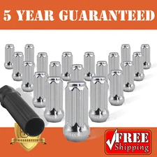 24 Chrome M14x1.5 Spline Lug Nuts + Key For Chevy GMC Silverado Sierra 1500