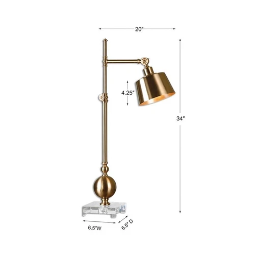 Uttermost Laton Contemporary Metal and Crystal Task Lamp in Brass - Picture 3 of 3