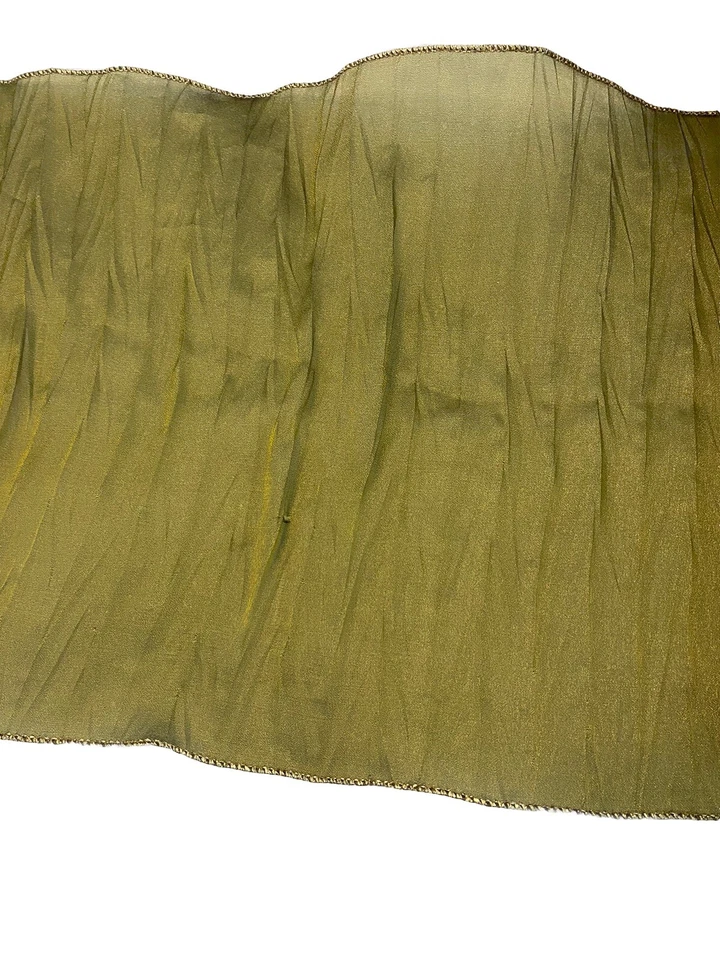 Olive Green Gold Border Polyester Fabric 3Yards by 12 Inches - Image 4 of 4