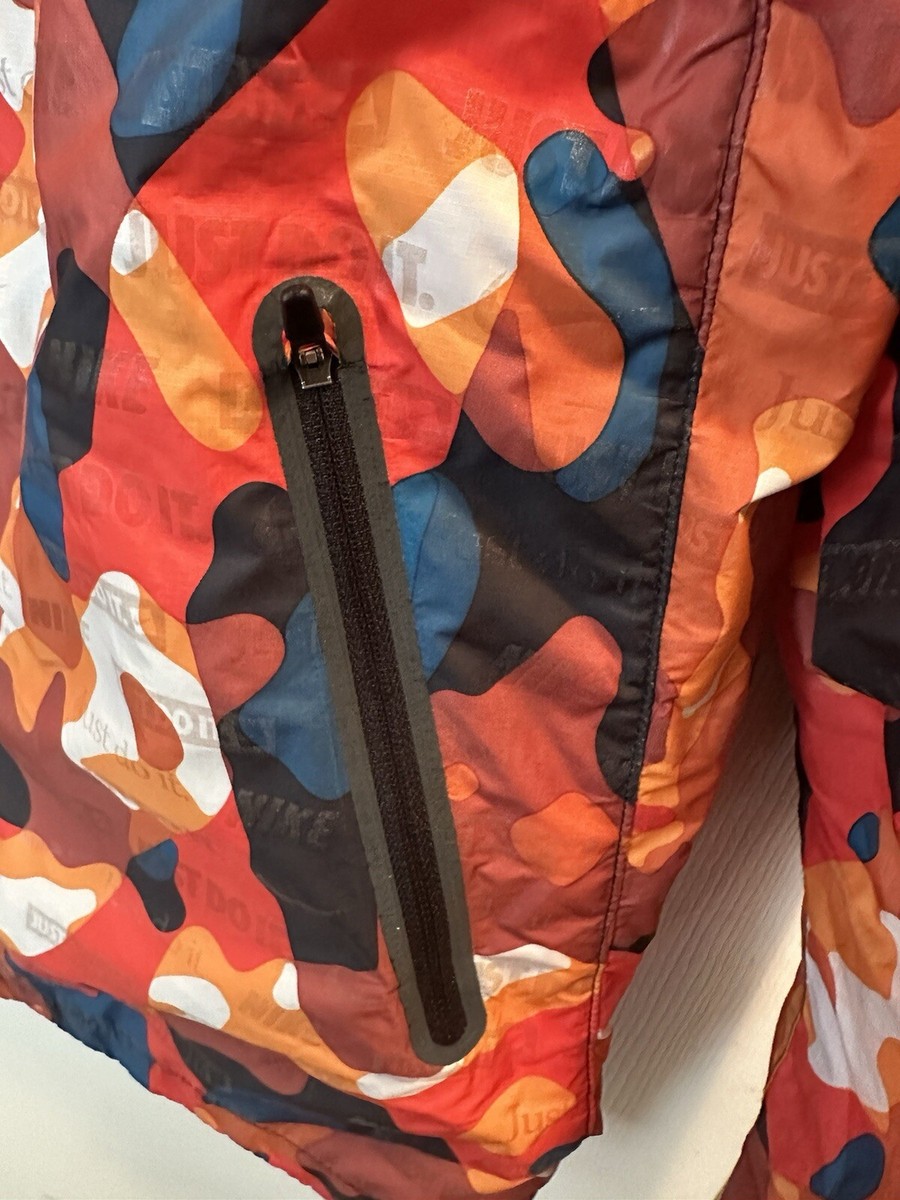 Nike Shield Ghost Flash Orange Camo Running Jacket Men's Sz Nike Shield Ghost Flash Orange Camo Running Jacket Men's Sz