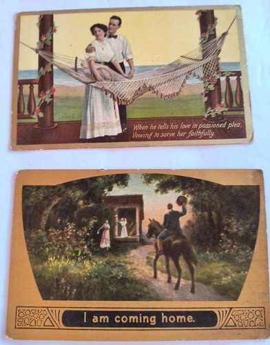 Lot Of 6 Antique Gold Trim Love & Romance Postcards - Picture 3 of 7
