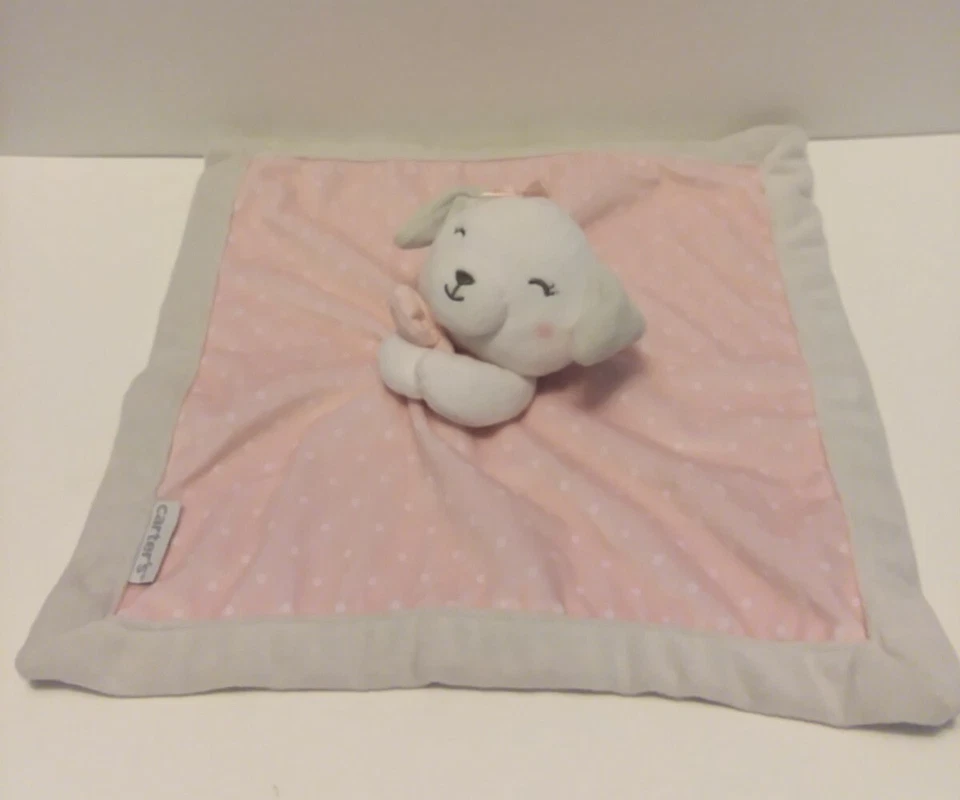 Carters Cachorro Lovey Bebé Rosa Blanco Peluche Seguridad Bebé Juguete Lunares 13" Foto 2 de 4