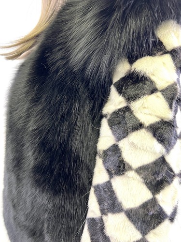 New Women Genuine Mink Fur Real Fox Fur Front Check Short Jacket US S/M - Picture 5 of 10