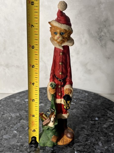 Holiday Kitty Cat Santa Claus With Sack and Presents - Resin - 8" tall - Picture 4 of 4