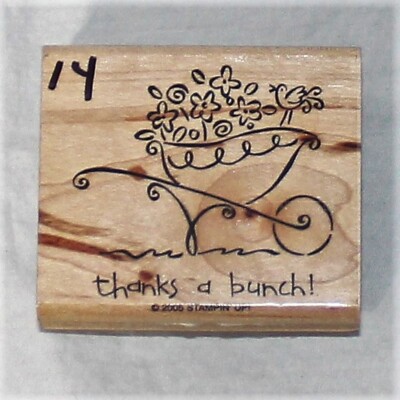 Stampin' Up! Rubber Stamp Flower Wheelbarrow And Bird Thanks A Bunch | eBay