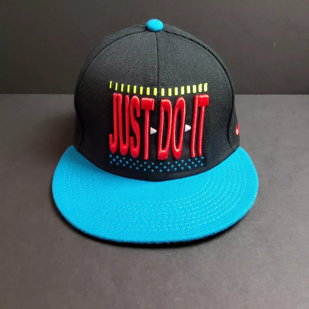 Nike True Tech Just Do It Men s Black Blue Red Snapback Hat Flat