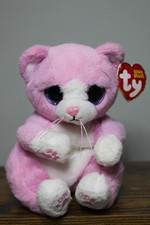 ty Beanie Bellies 6" Pink/White Lillibelle Plush Cat, 2023, Used with Tags
