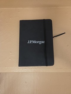 JP Morgan BLACK FAUX LEATHER Cover Blank Lined Journal 7" X 5" EUC