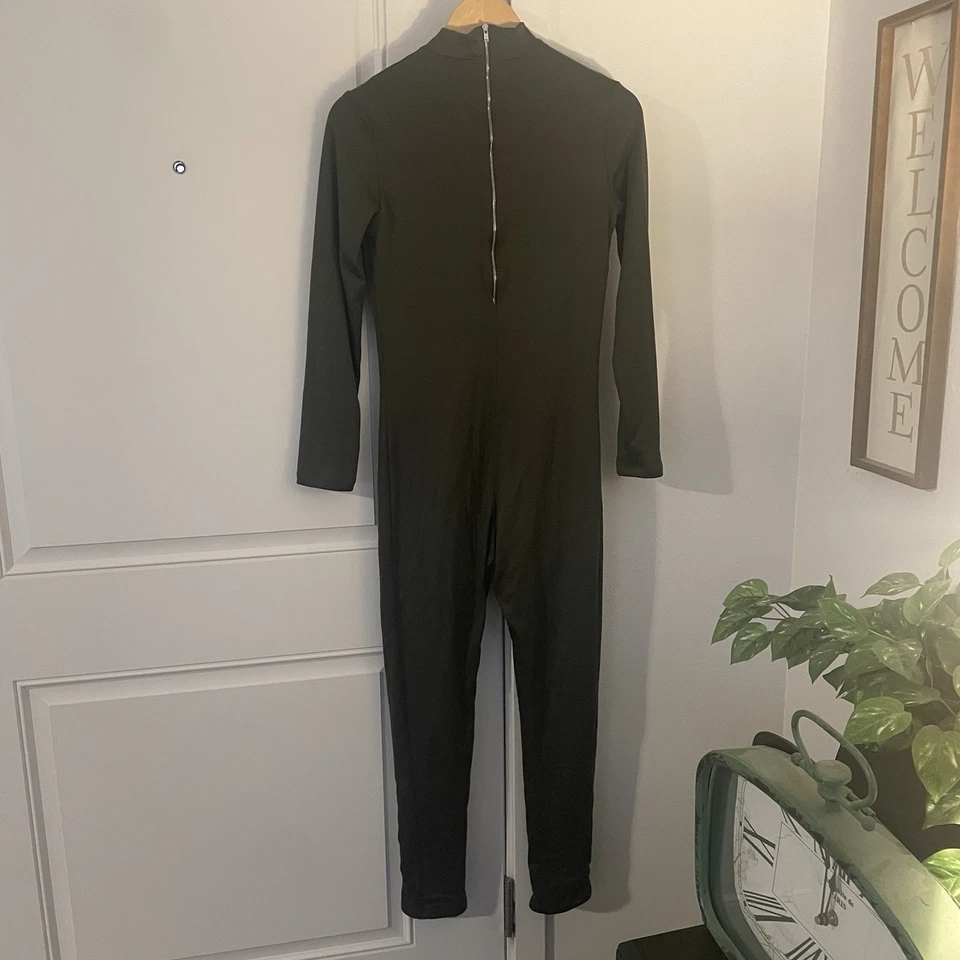 NUEVO CON ETIQUETAS MONO Unitard GIGI Verde Oliva Forrado Manga Larga Cuello Simulado Maternidad Talla L Foto 4 de 4