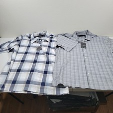 NWT Van Heusen Men  s Short Sleeve Shirts Wicking Classic Fit Size L Plaid Bundle