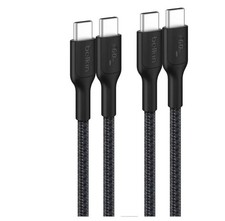 Belkin BoostCharge Pro Braided 60W 3.3' USB-C to USB-C Cable 2pk - Black OPEN