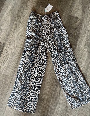 Hose Marlene Wide Leg High Waist Stoffhose Leopard Schlitz  Leo Only M Dehnbar