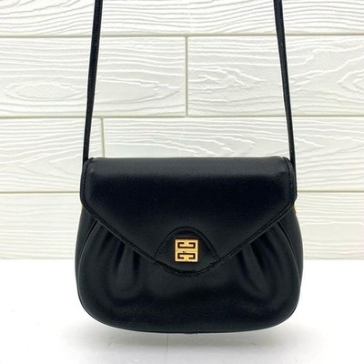 Givenchy 4G Logo Leather Shoulder Bag Black Womens Used From Japan