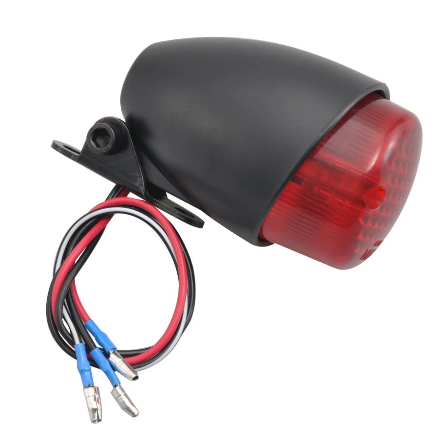 Universal Motorcycle Retro Housing Rear Brake Red Lens Round Tail Light For ATV — 第 4/4 张图片