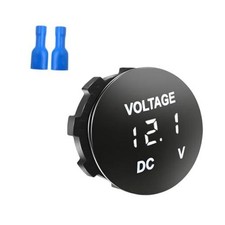DC 12V 24V Voltmeter Gauge, Waterproof Vehicle Battery Monitor Indicator White