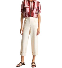 New MASSIMO DUTTI High Rise WIDE LEG Lyocell CREAM TROUSERS Size UK 8