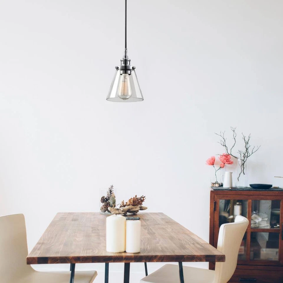 Colgante colgante industrial vintage cromo y negro Mercer eléctrico globo Foto 3 de 4