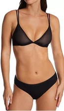 Calvin Klein Sheer Marquisette Unlined Plunge Bra Black 32B