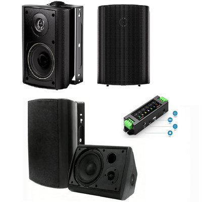 4* Herdio 4'' Indoor Outdoor Wall Mount Speakers +Bluetooth 4 Channel Amplifier