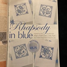 Rhapsody in blue delft pottery cards bluebell daffodil tulip Cross Stitch Chart