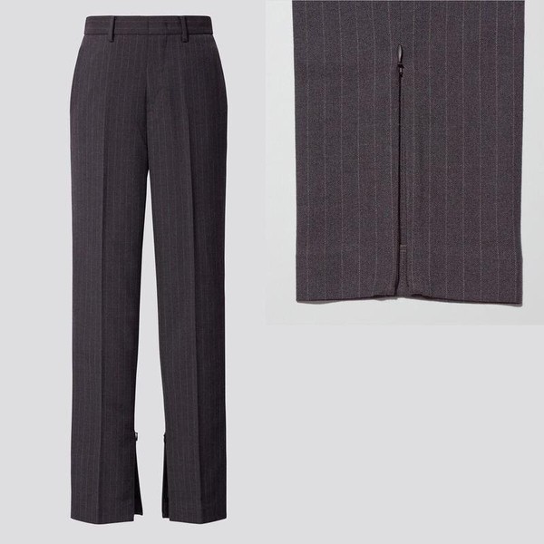 Women Uniqlo x Jil Sander Trousers Grey Polyester