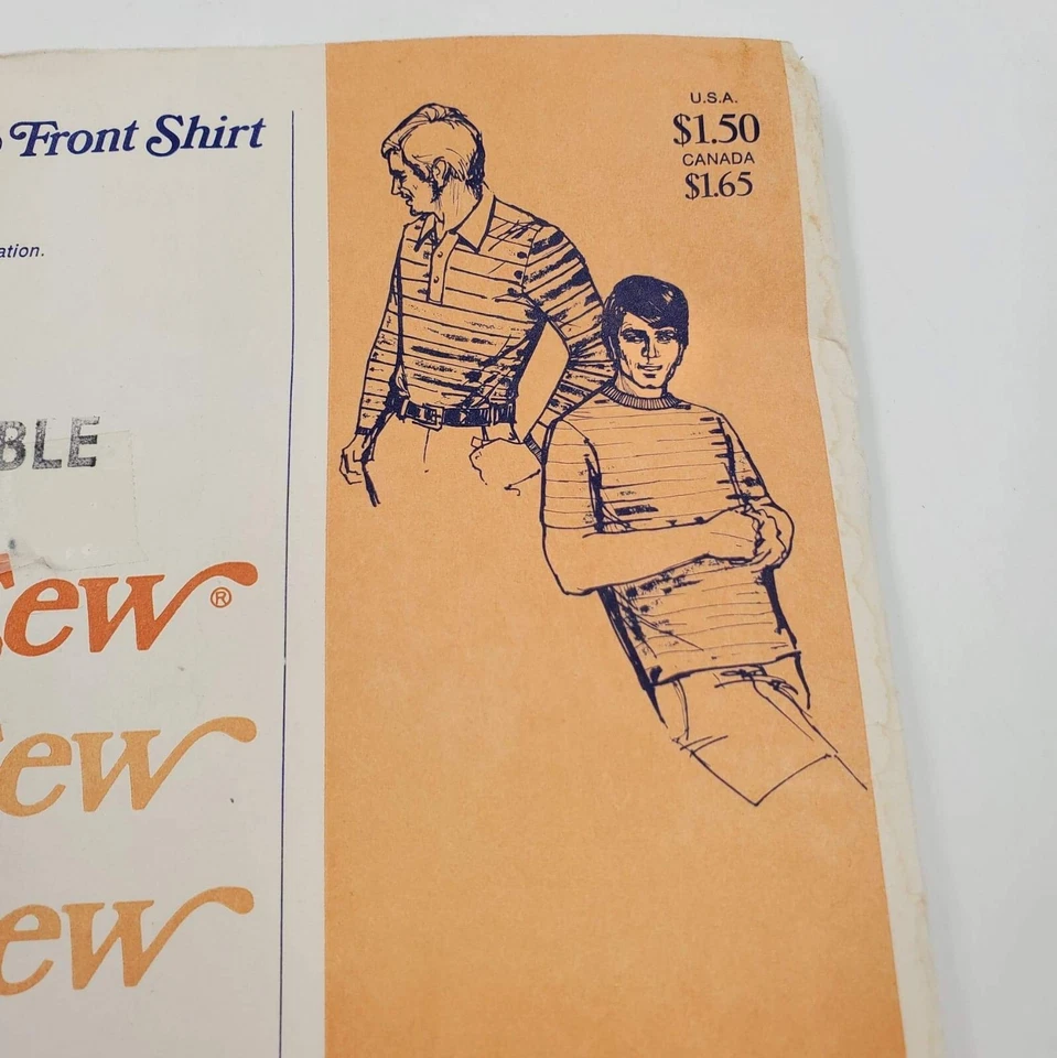 Camiseta vintage elástica y costura patrón 1750 lengüeta delantera para hombre talla 34-48 SIN CORTAR Foto 4 de 4