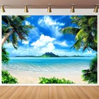Tropical Ocean Beach Birthday Wedding Backdrop Photo Background Banner Party 