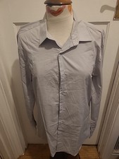 Mens Primark Size 16" Grey Slim Fit Long Sleeved Dress Formal Shirt