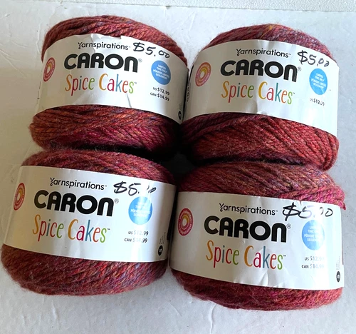 Lot of 4 Caron Spice Cakes Yarn - CHERRY SUNSHINE - plus extra ball - product listing photo