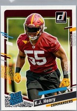 2023 Panini Donruss Rated Rookie K.J. Henry #400 Commanders Rookie