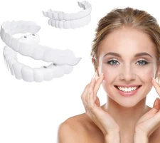 2 Pairs Veneers Snap in Teeth Comfort Fit Whitening Veneer on... 